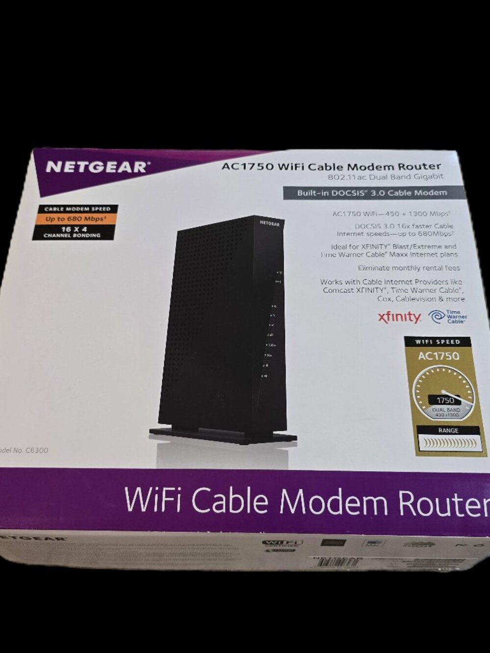 NETGEAR AC1750 C6300 Wi-Fi DOCSIS 3.0 Cable Modem Router 802.11ac Dual Band GB
